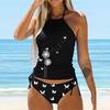 Женский купальник-бикини с бретелькой на шее, бабочкой и одуванчиком, купальник-танкини