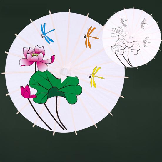 Сделай сам Раскраска Бумажный Зонт с Бамбуковой Ручкой Ручной Работы Китайский Зонт из Промасленной Бумаги Зонт из Белой Бумаги Японский Зонтик Украшение