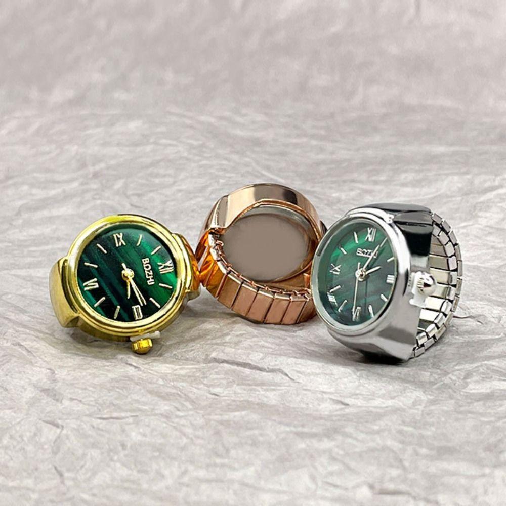 Jewelry Clock Fashion Round Quartz Finger Rings Elastic Stretchy Rings Ring Watch Digital Watch