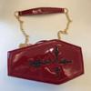 Shoulder Bags New Fashion Lacquer Embroidered Coffin Bag Red Punk Dark Makeup Bags Women's Leisure Versatile Handheld Bags