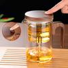 New Water Separation Inner Container Teapot One Click Magnetic Switch Tea Separation Filtration Glass Tea Pot Wood Handle Tea