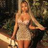 Модное сексуальное платье без рукавов в стиле Spice с леопардовым принтом и квадратным воротником для женщин