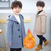 Толстое и модное шерстяное пальто для мальчиков и шерстяное пальто средней длины для детей на зиму