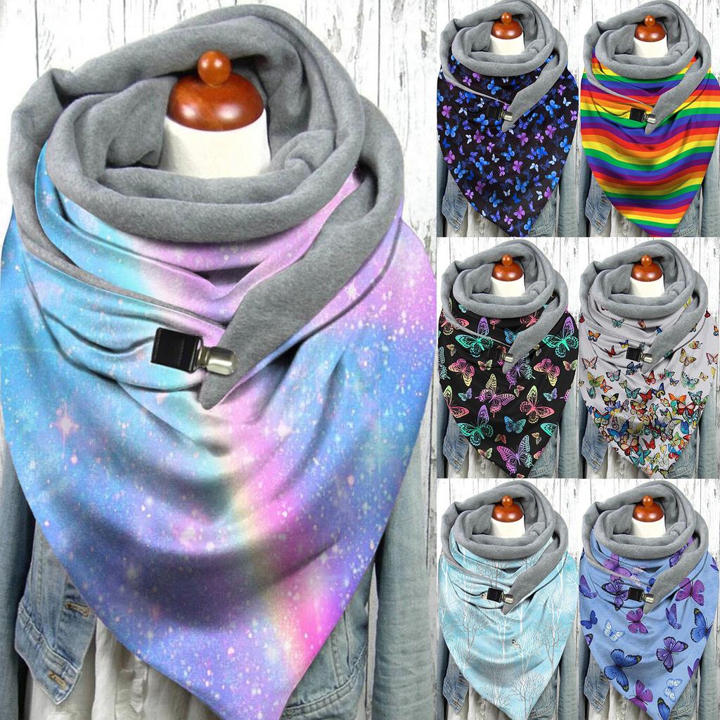 Women's Autumn And Winter Fashion Thickening Warm Shawl Printed Scarf