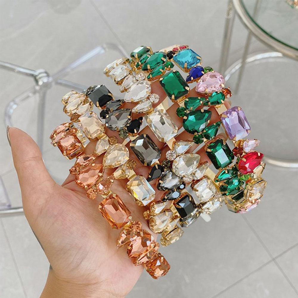 Versatile Zinc Zinc Alloy Thin Side Luxury Crystal Hairband Rhinestone Headbands Headwear Hair Accessories