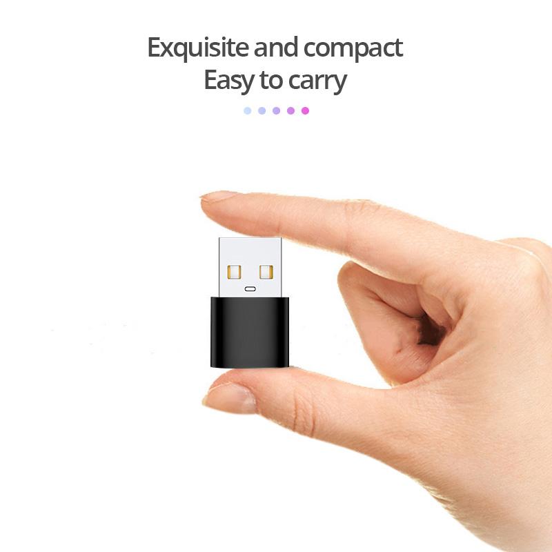 FONKEN USB To Type-c Converter Adapter USB 2.0 Plug Portable Mini Computer Mobile Phone Converters Silver and Black