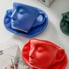 Face Shape Kissing Face Cups With Tray Coffee Cup Unique Artistic Ceramic Mug  Home Use