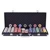 BestBuy Poker Set Chip Set 500 Pieces Пронумерованные покерные фишки Фишки казино с игральными картами и матово-черным футляром (500 штук)