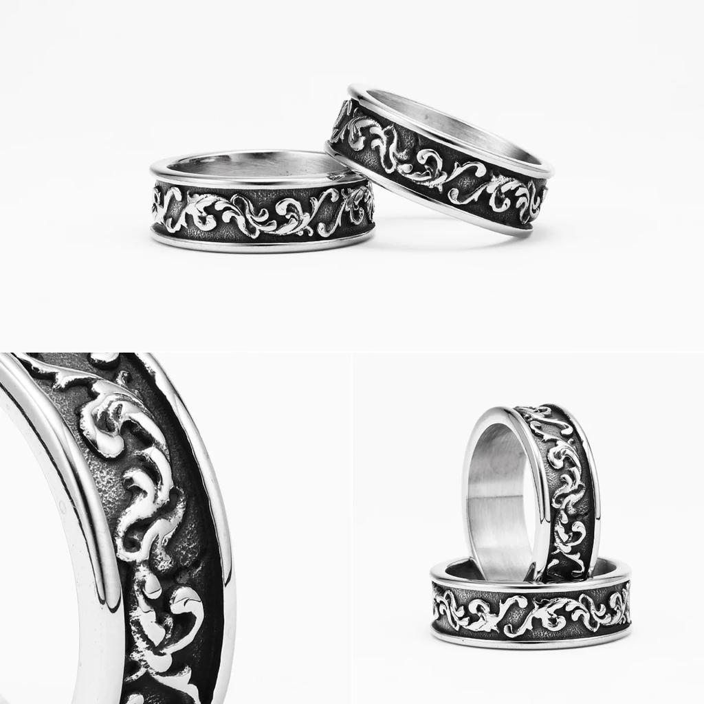 Эстетический цветочный венок мужские кольца из нержавеющей стали ретро панк готика нью-рок женские ювелирные изделия модные аксессуары подарок