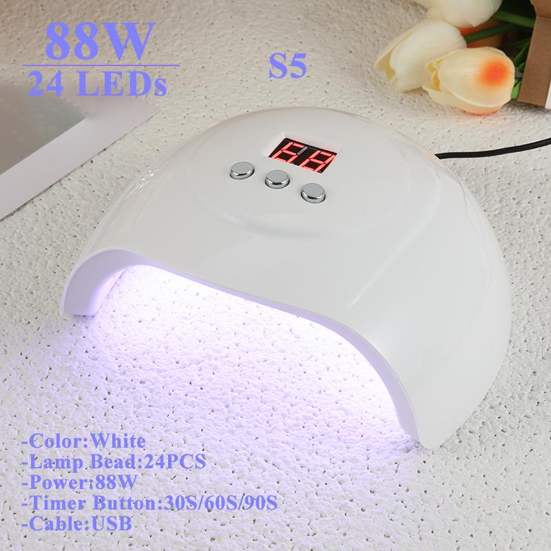 88 Вт УФ-светодиодная лампа для сушки ногтей, машина для отверждения всех гель-лаков для ногтей, 24 шт., светодиодная лампа для маникюра, USB-разъем, автоматический датчик