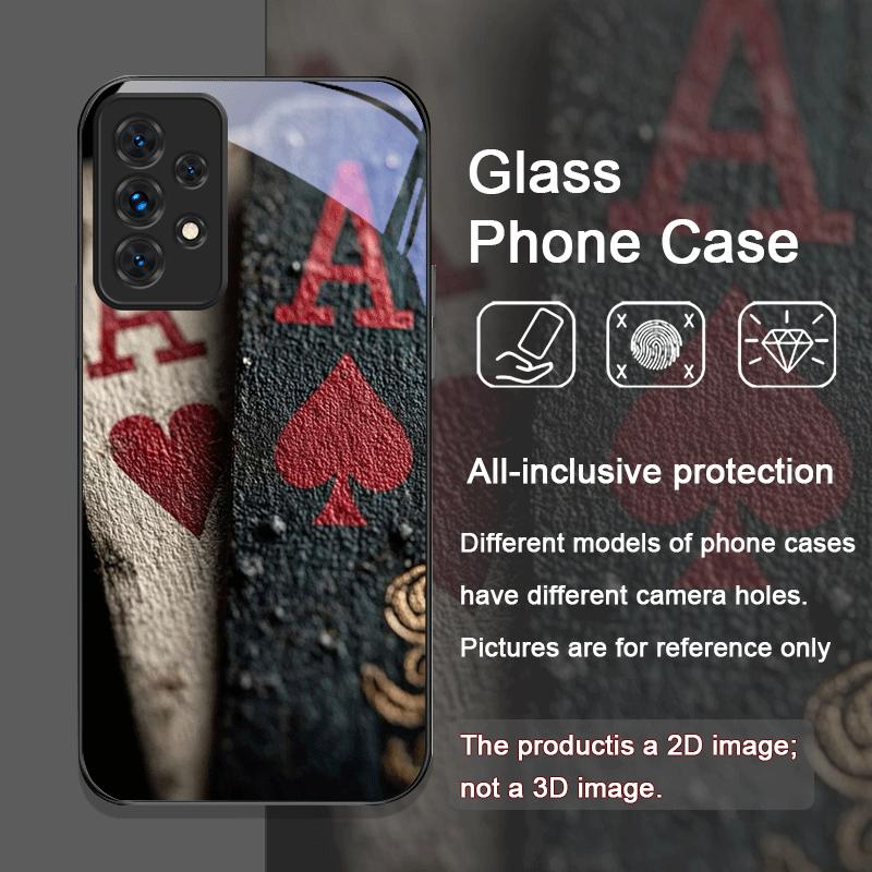 Креативный чехол из закаленного стекла с узором «Пиковый туз» для Samsung Galaxy A56 A72 A55 A54 A53 A52 A36 A15 A14 A13 5G
