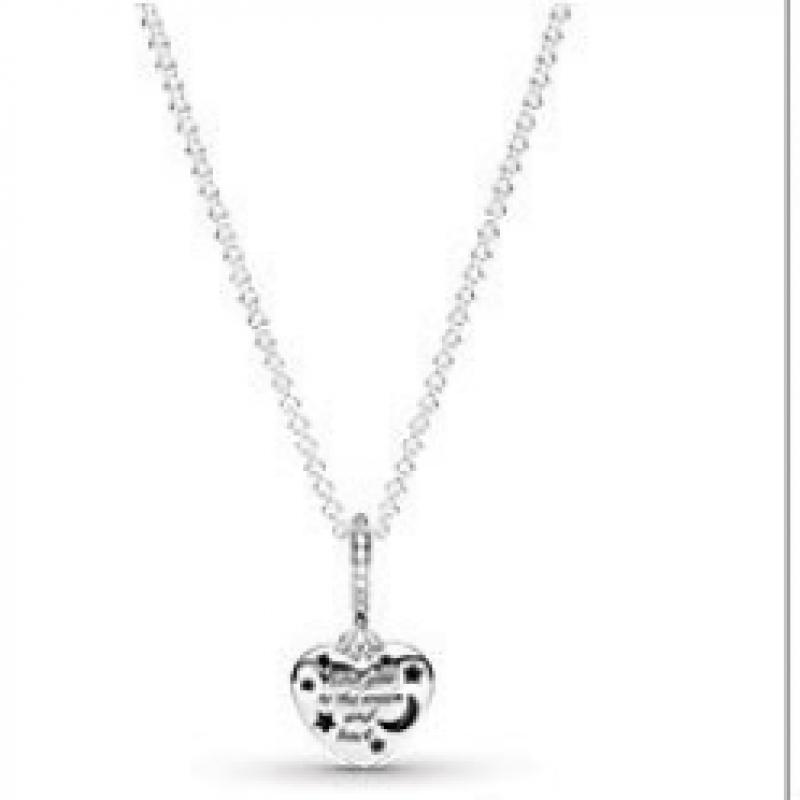 Pandora Sparkling Blue Moon   Star Heart Necklace  399232c01 50