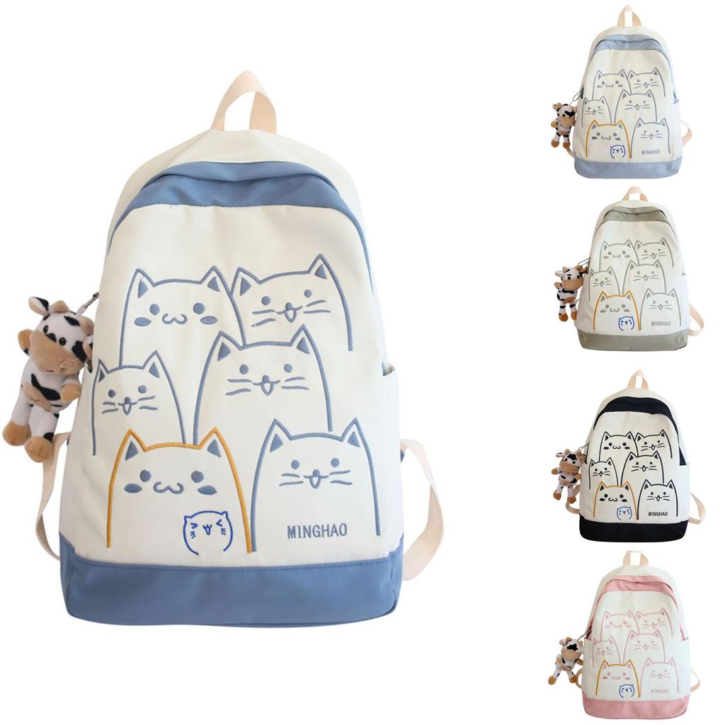 Милый рюкзак с персонализированной вышивкой, мультяшная школьная сумка, контрастный цветной рюкзак