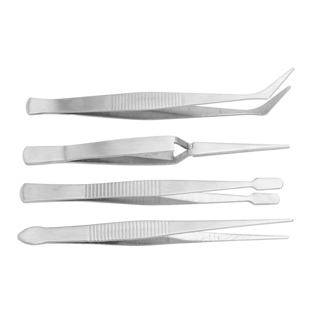 4pcs Sewing Machine Tweezers Flexible Stainless Steel Tip Elbow Wide Tip Cross Clip Long Tweezers
