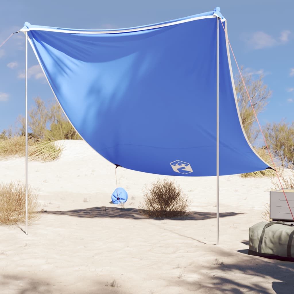 Beach Sun Shade Tent with Sandbags Blue 214 x 236 cm