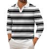Men's Casual Fashion Printed Lapel Long-sleeved Knitted Bottoming Shirt Top