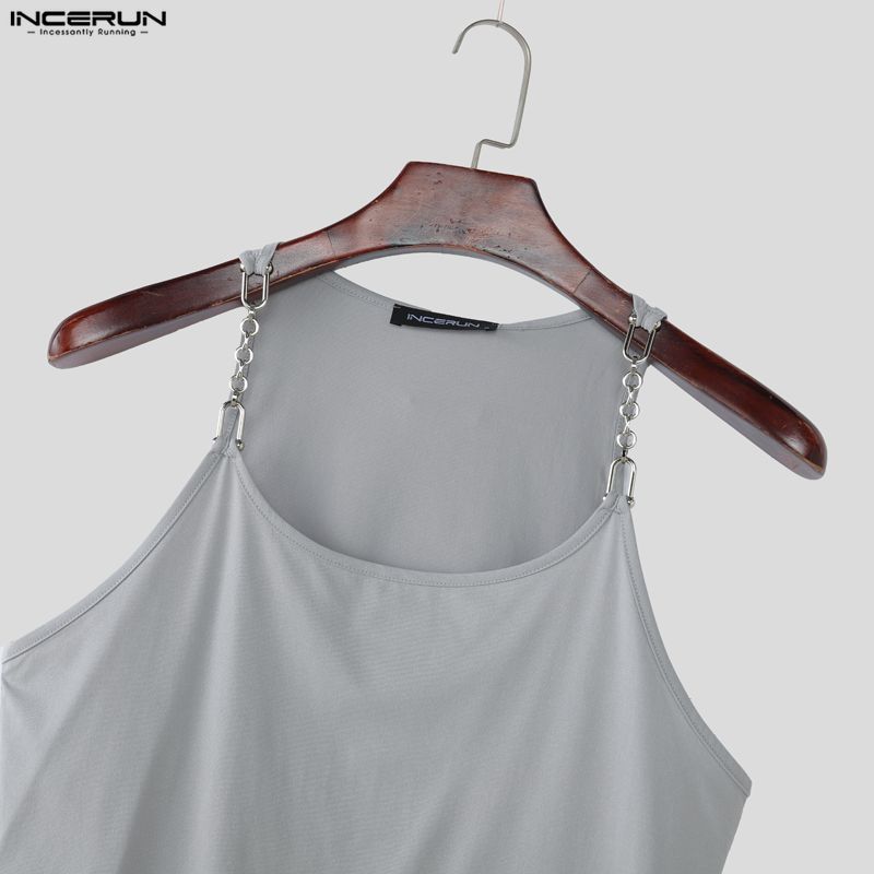 Summer Incerun Men Strap Sleeveless Casual Loose Tank Tops Vest