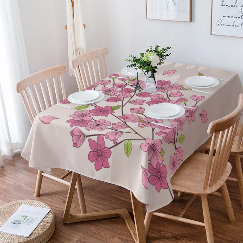 Маленькие свежие домашние прямоугольные скатерти с принтом цветов сливы для украшения стола, вечерние, водонепроницаемые, против пятен, Nappe De Table