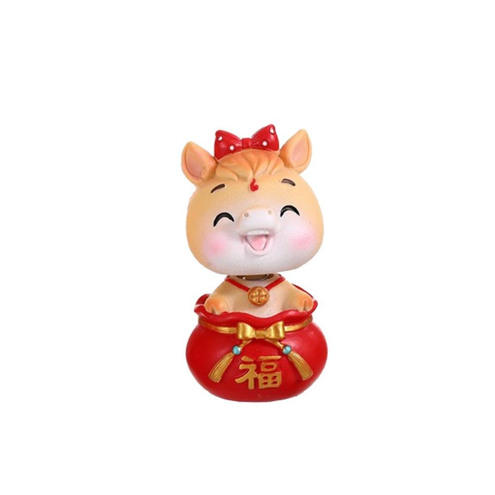 Resin Shaking Horse Ornament Cute Horse Year Mascot Festival Ornament  Office Table