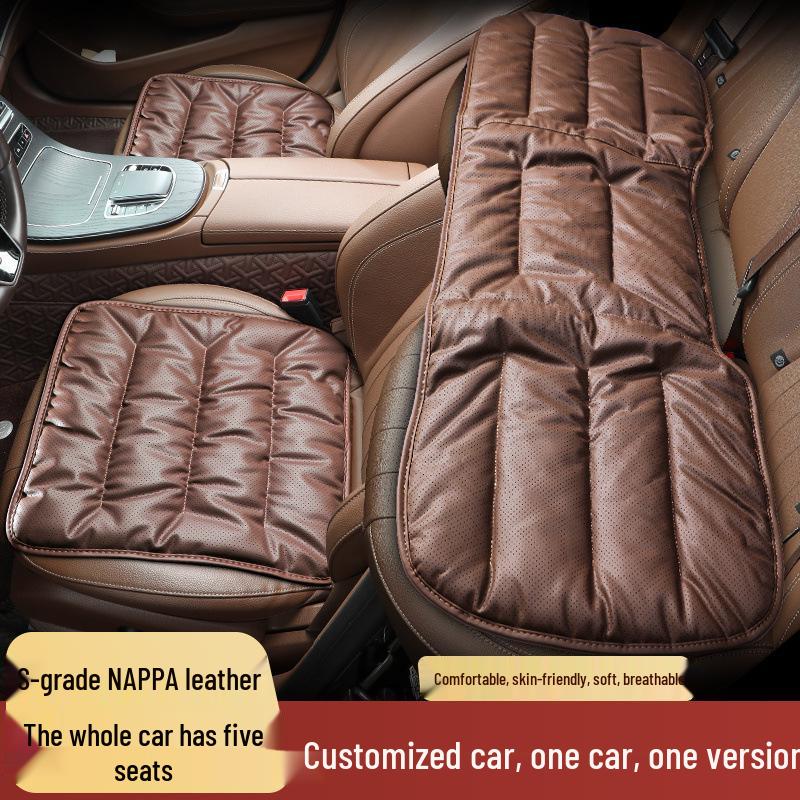 Универсальная подушка на сиденье автомобиля из премиальной кожи наппа на все сезоны, цельная, совместимая с Mercedes-Benz и BMW