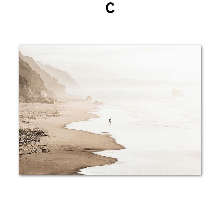 Beige Flower Palm Leaf Beach Lighthouse Wall Art Canvas Painting Nordic Posters And Prints Wall Pictures For Living Room Decor