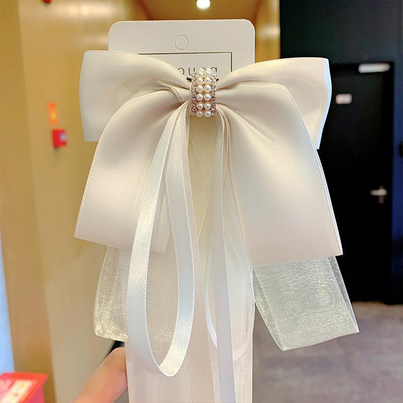 Sweet Large Bowknot Hair Clip For Women Girls Lolita Long Ribbon Solid Hairpin Cute Ponytail Hair Bands Fashion Hair Accessories