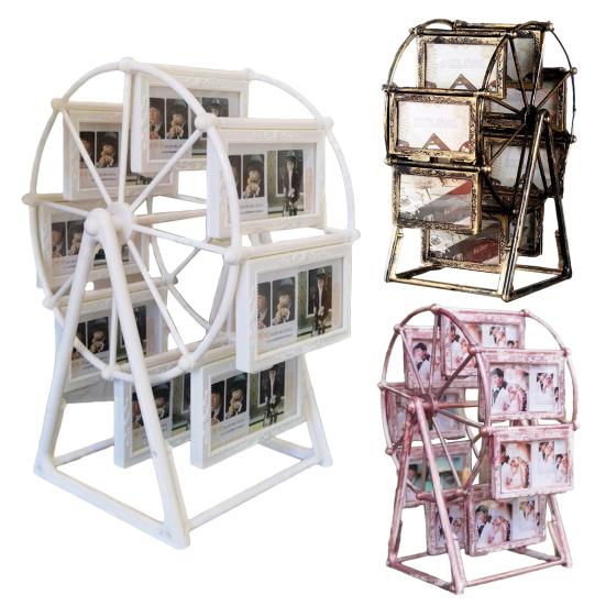 16 Фото Вращающееся Колесо Обозрение Рамка для Фото Винтажная Ветряная Мельница Рамка для Демонстрации Фотографий для Семьи Свадьбы Воспоминаний о Путешествиях Домашний Офис Настольный Декор