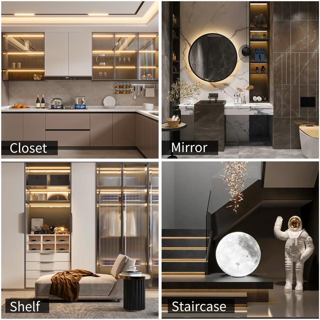 USB LED Strip Light with Hand Sweep Sensor and Dimmer, IP65 Waterproof, Flexible Tape for Home and Christmas Decoration, Color Temperatures