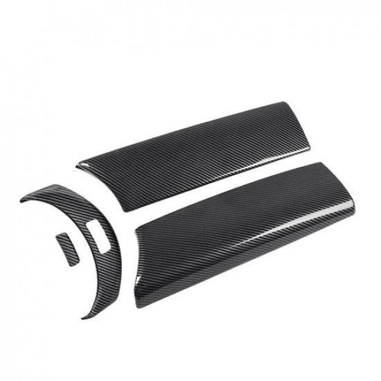 Carbon Fiber Center Console Armrest Box Cover+Button Trim For Benz C Class W205