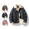 Корейская версия лацкан и плюшевая куртка из искусственной кожи для мужчин, теплая зимняя куртка, толстое пальто для подростков, повседневная кожаная куртка