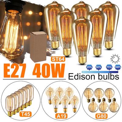 Лампа Эдисона E27 40 Вт LED Диммируемая Лампа Теплый Белый Античная Винтажная Нитевая Лампа AC220В