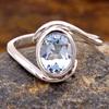 Кольцо с голубым топазом, натуральный драгоценный камень, ювелирные изделия из стерлингового серебра 925 пробы, серебряное кольцо