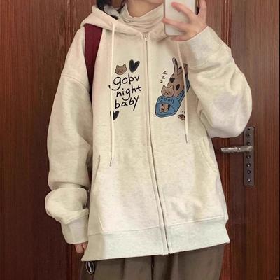 Ретро Кардиган Толстовка на молнии для женщин Весна и Осень Тонкий Свободный Дизайн Нишевая Толстовка Куртка