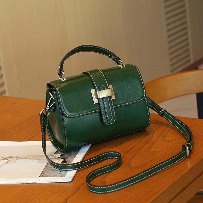 Женская кожаная сумка из воловьей кожи растительного дубления первого слоя, ретро сумка через плечо, премиальная сумка с замком