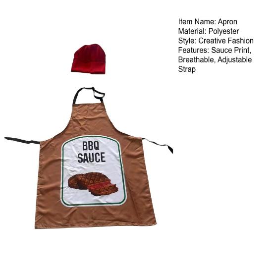 Кухонный фартук с соусом и шляпой, регулируемый ремешок, дышащий, для рождественской, хэллоуинской, косплей-вечеринки, чили, барбекю, соус терияки, поварской фартук