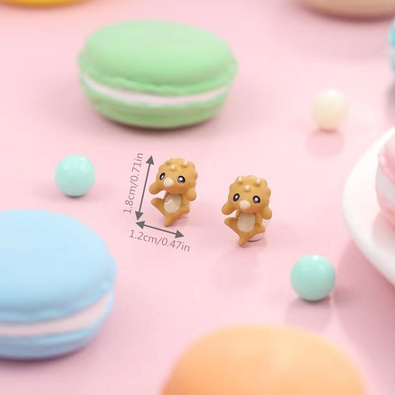 1 пара металлических модных аксессуаров с мультяшными животными, серьги для мужчин и женщин, милые украшения из глины с динозаврами, интересные подарки