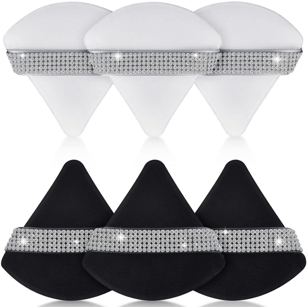 6 шт. Алмазный треугольный спонж для пудры - Мягкий спонж для макияжа лица - Спонж для фиксирующей пудры для рассыпчатой пудры, пудры для тела, для влажного и сухого использования,