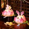 Lotus Lantern Handheld Spring Festival Flower Lantern DIY Lotus Rabbit Lamp for Hanfu Cosplay Wedding Chinese New Year Decor