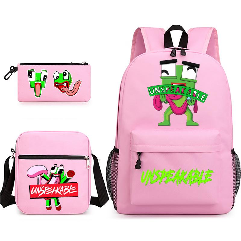 Unspeakable Backpack 3-Piece Set , Large Capacity Student Bookbag with Lunch Bag and Pencil Case, Water-Resistant, Durable