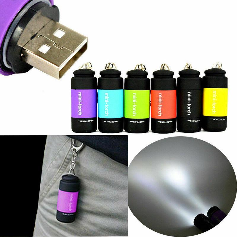 Mini LED Super USB Flashlight Outdoor Camping Small Torch Glare Lamp Pocke Keychains