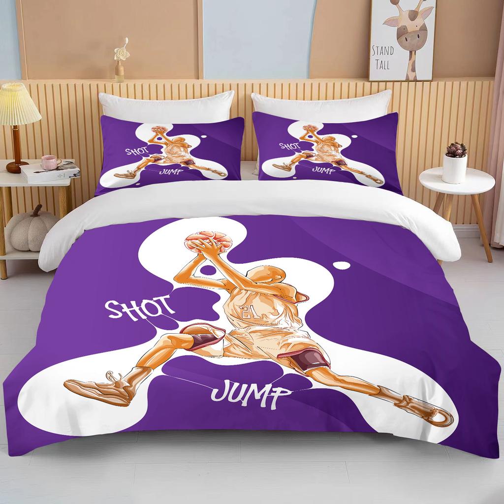 Cute Basketball Cartoon Double Bed Duvet Cover Bed European Bedding Collections Home Textiles Luxury Pillow Cases Bedroom Bedding Collections