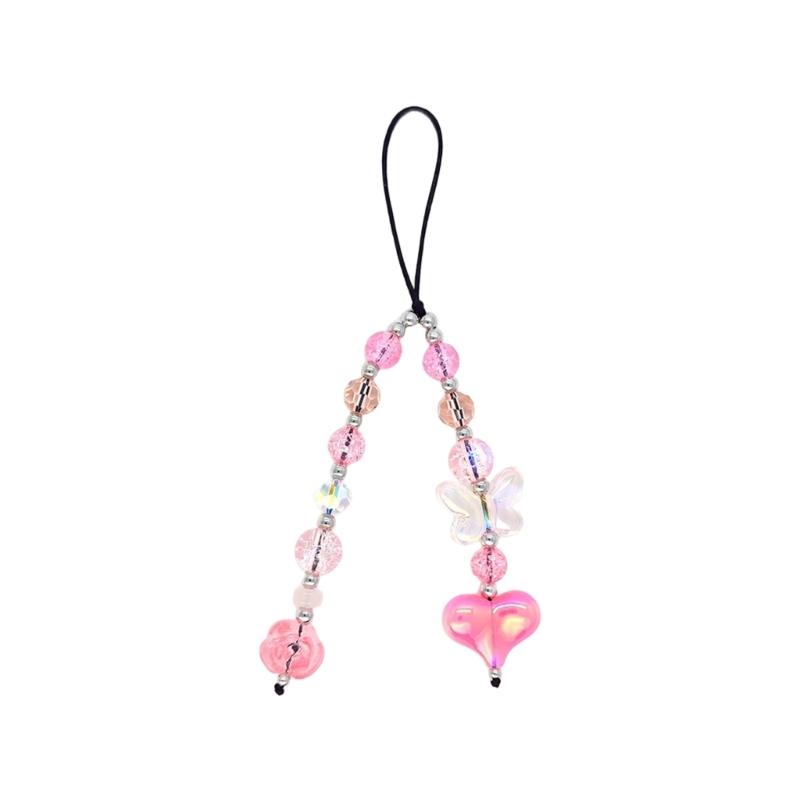 Fashion Heart Bead Keychain Resin Beads Phone Strap Resin Texture for a Modern Look Suitable for Projects and Gifts