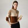 Zhaojun Women's 100% Cashmere Patchwork Half-High Collar Sweater