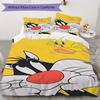 Sylvester the Cat Pattern Bedding uilt Set uilt Cover Pillowcase Home Decoration Birthday Gift (1 * duvet cover + 2 * pillowcase without core)