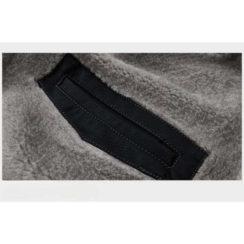 Пуховик из натуральной кожи, Мужская короткая приталенная куртка из овечьей шерсти с лацканами, зимняя кожаная куртка, модная