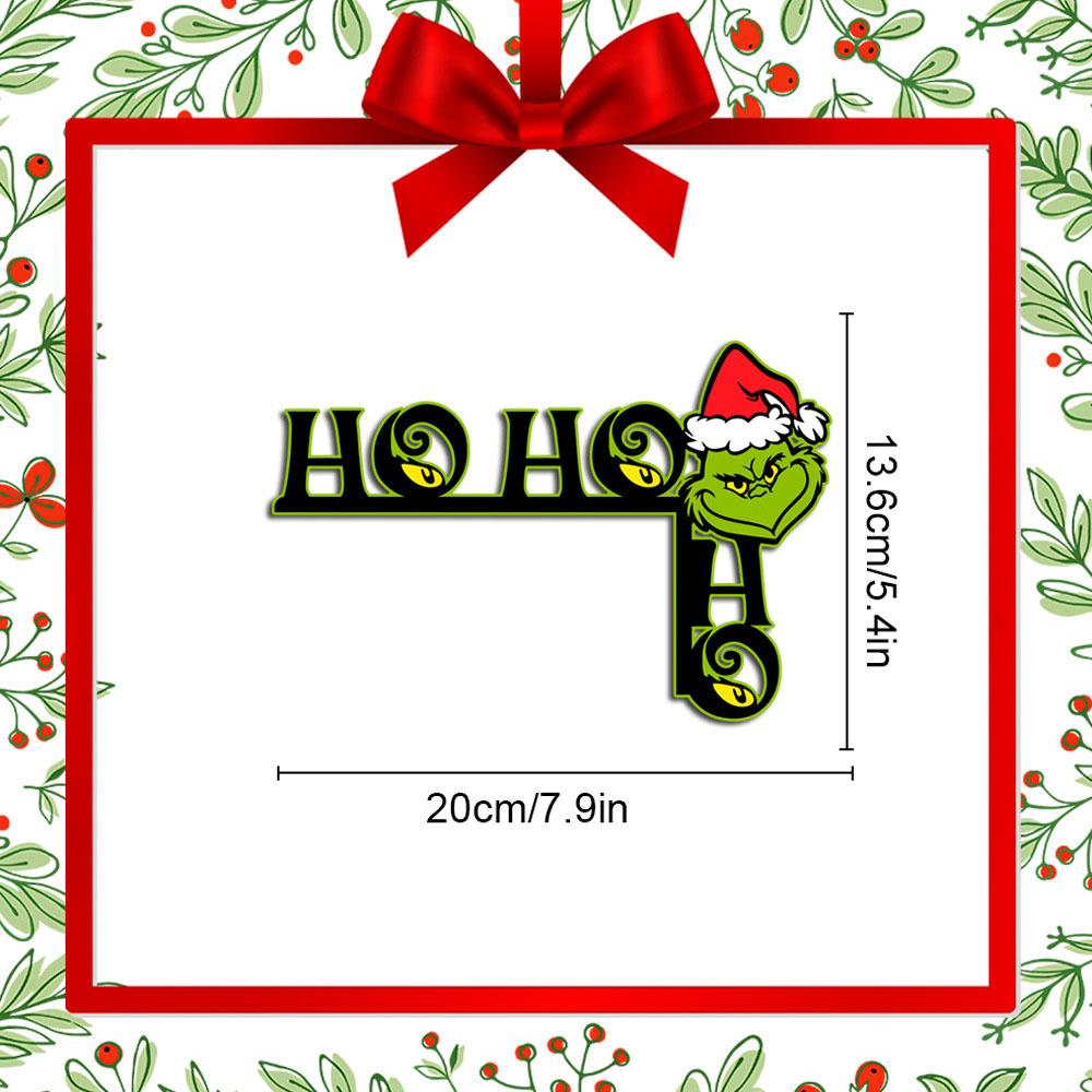 1x Забавный Гринч Рождественское украшение на дверной косяк Угловой декор Украшения Деревянная табличка