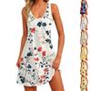 Женское повседневное модное платье без рукавов с V-образным вырезом и цветочным принтом, боковыми карманами