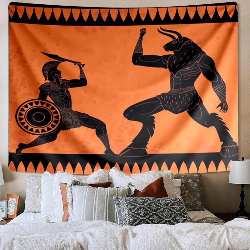 Ancient Greek Warriors Printed Tapestry, Wall Hanging,Livingroom, dormitory, Large Wall Decor, Fabric Decor Fan Birthday Gifts