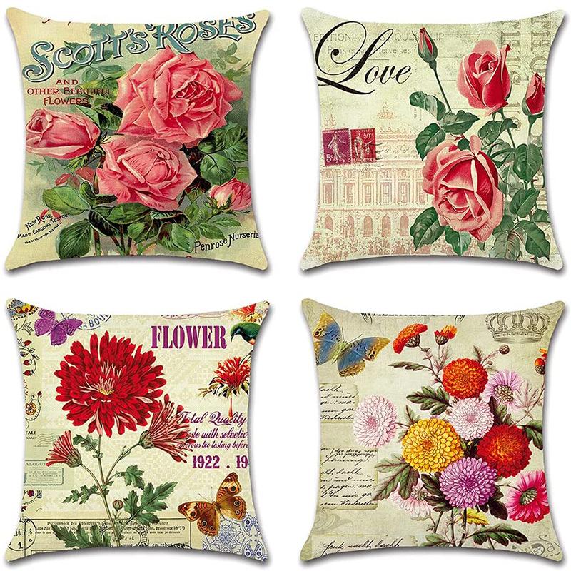 Ретро Растение Цветочный Принт Лен Наволочка Дом Гостиная Диван Автомобильная Подушка