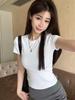 2025 Summer Korean Style Solid Slim Fit Short Sleeve Women's T-Shirt